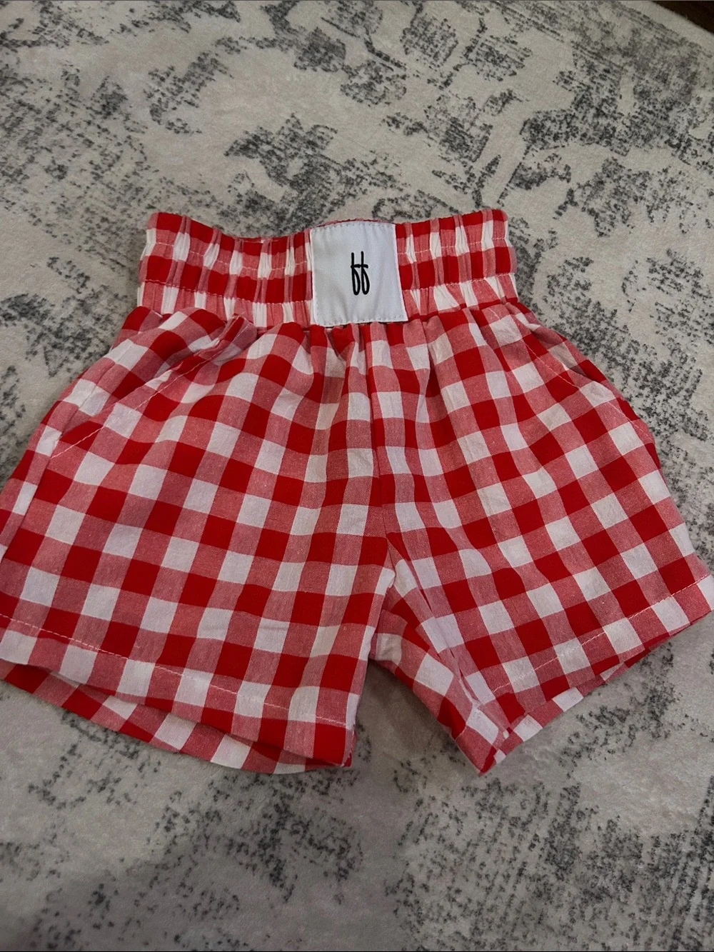 Kids Red Gingham Elastic-Waist Shorts